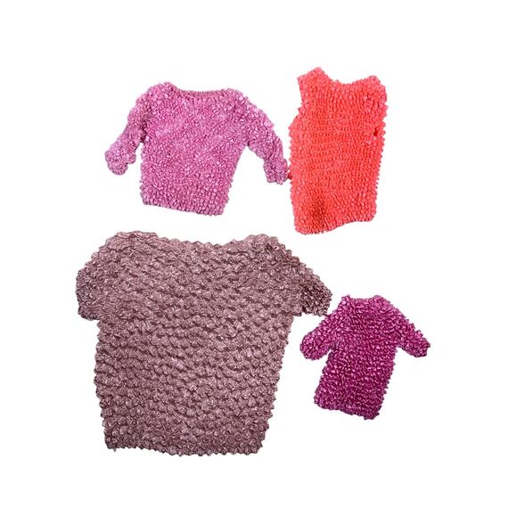 Lot of 4 Pink Y2K 90’s Bubble Popcorn Tops – Stretchy Magic Crinkle Shirt OS - Picture 3 of 4